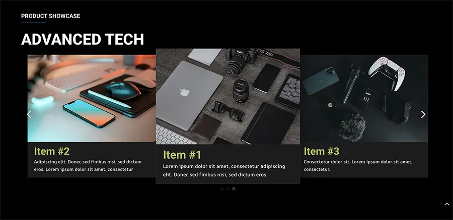 Techie theme showcase section screenshot
